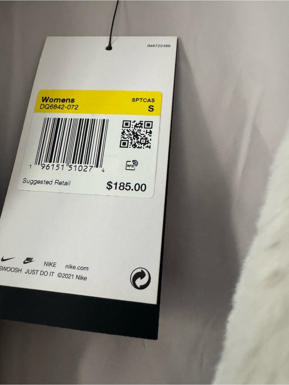 Nike Women's Light Gray Faux Fur Zip-Up Jacket with Subtle Swoosh Pattern - Picture 2 of 4